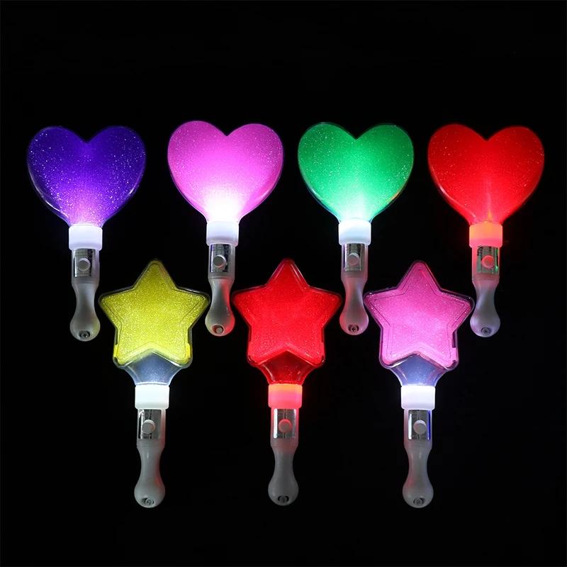 5/10Pcs Colors Change LED Glow Stick Heart Star Shape Luminous Concert Cheering Tube Wedding Party Light Stick