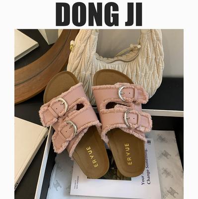 2025 летняя новая мода джинсовая пряжка на толстой подошве верхняя одежда плоская подошва классные тапочки женская обувь