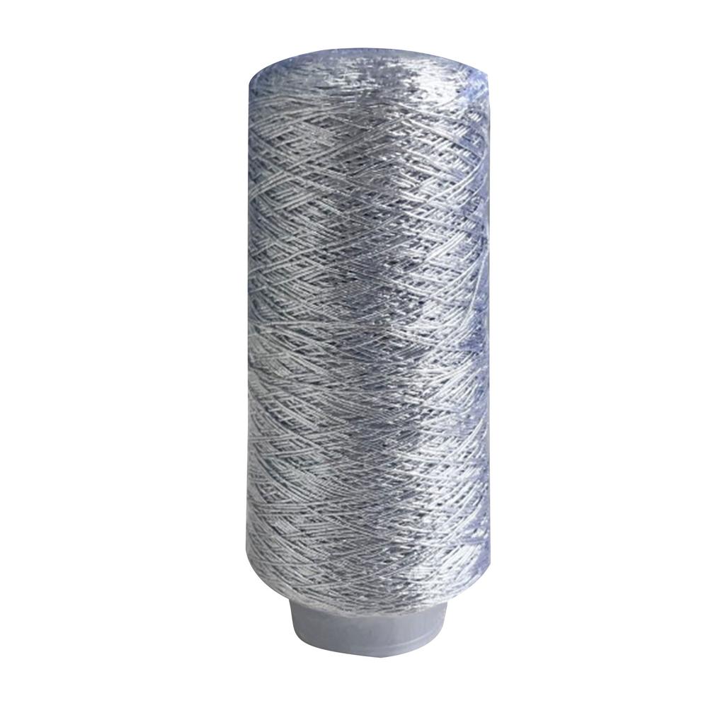 200g/Roll Metallic Crochet Thread Sparkling Silver Polyester Yarn for Knitting Weaving Making Bag Keychain Charm