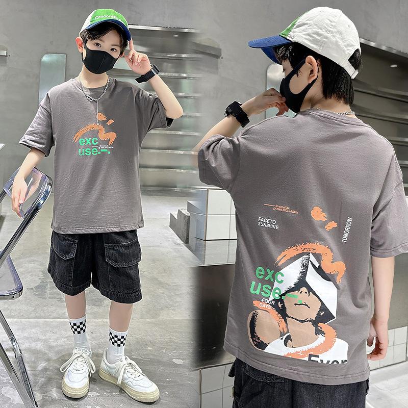 Детская повседневная хлопковая футболка, летний модный топ для мальчиков