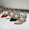 2024 Spring New High Heels Women Stiletto Heel Wild Sexy Pointed Toe Hollow Rivet Single Shoes Women Toe Sandals Women
