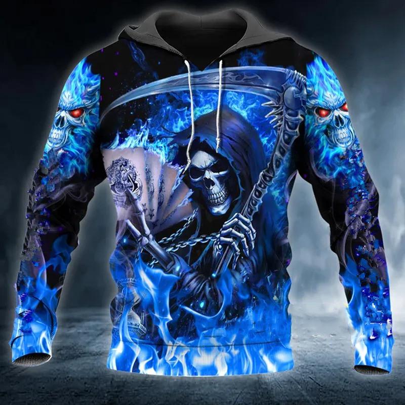 Весенне-осенняя мужская одежда, толстовки с капюшоном викингов, толстовка с 3D принтом черепа и ангела, уличная одежда, винтажные мужские пуловеры с длинными рукавами, куртки