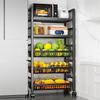 Kitchen Vegetable Basket Trolley Movable Microwave Oven Storage Rack Kitchen Multifunctional Storage Rack Space Saving Trolley