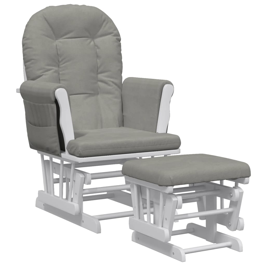 Rocking Armchair with Footstool Gliding Light Grey Fabric