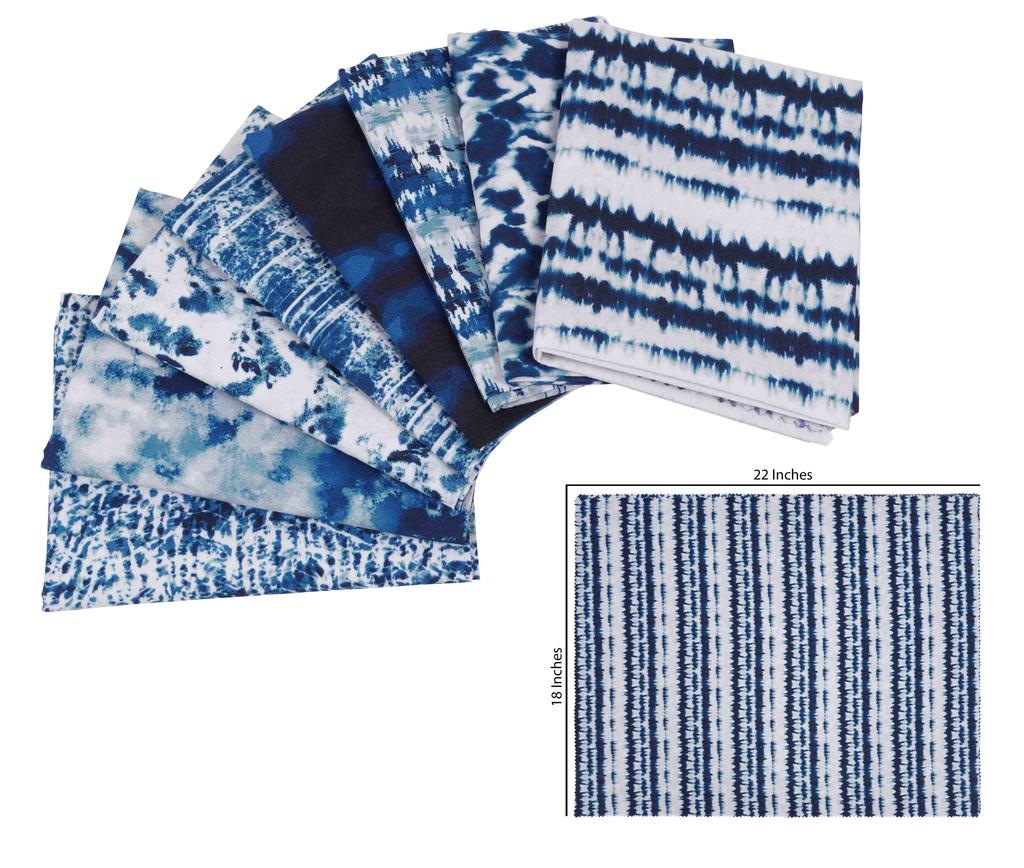 Soimoi Комплект из 8 штук Fat Quarter — с принтом Tie & Dye, 18 x 22 дюйма, лоскутное шитье своими руками — предварительно нарезанная ткань для квилтинга из 100 хлопка