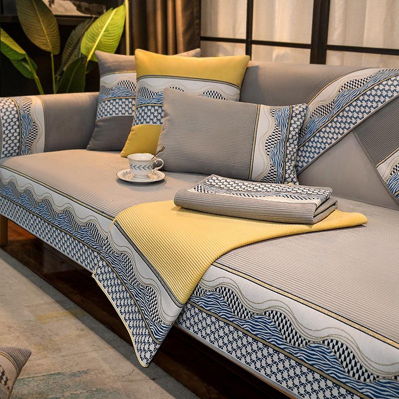 Модная подушка для дивана, всесезонная простая современная подушка, противоскользящая подушка, кожаный чехол для дивана, полное покрытие, тканевое полотенце