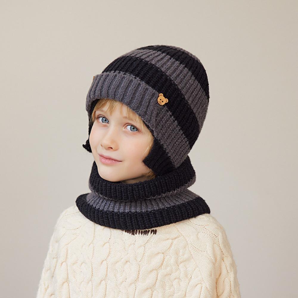 2pcs Neck Warmer Children Hat Scarf Set Fleece Lining Children Winter Hat Scarf  for Winter