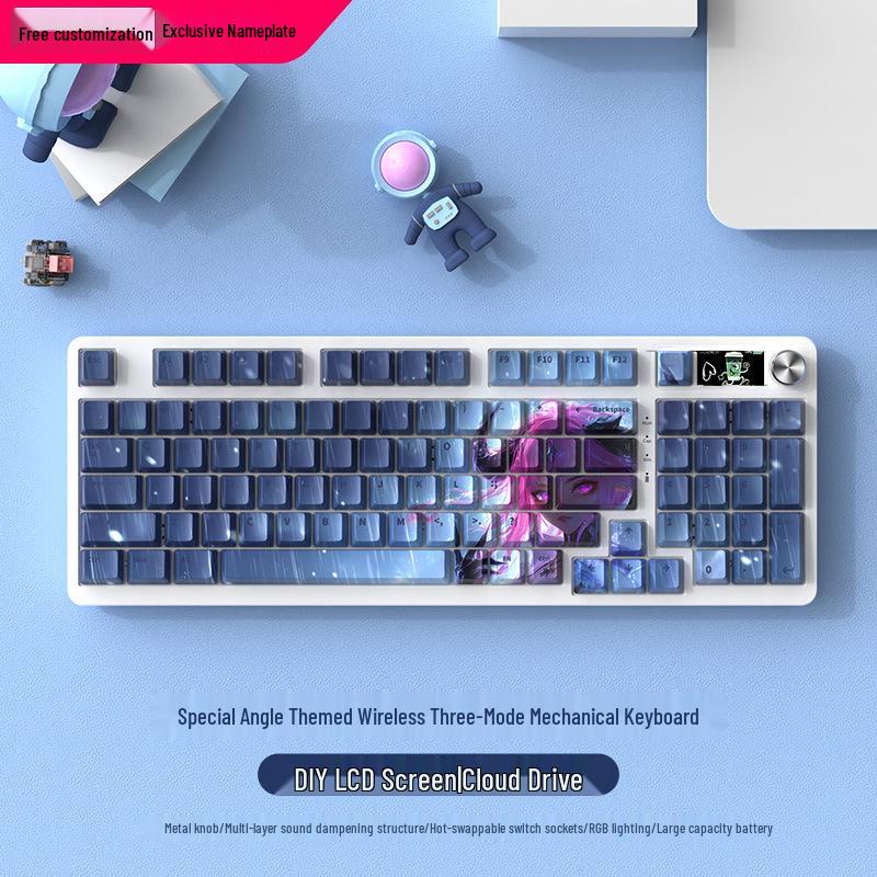 Wireless Bluetooth Mechanical Keyboard - 98-Key, Blue Switch, Silent for Gaming/Esports, High-Design for Girls/Office Use.