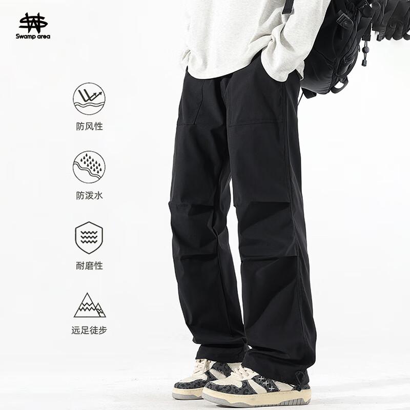 SWAMP AREA Outdoor Sports Pants for Men, Spring And Autumn Soft Shell Versatile Trendy Hiking Trousers Cargo Pants WS398 Black M