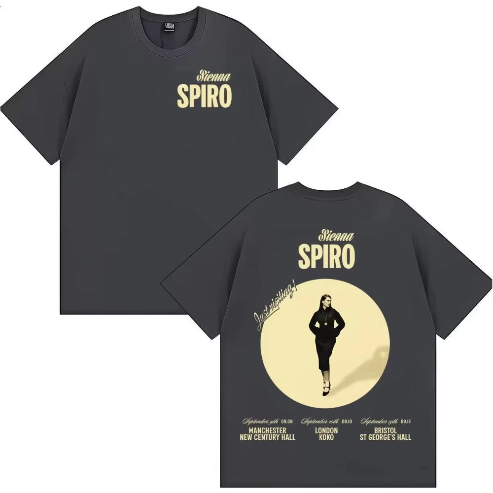 High Quality Unisex Popular Gothic Crew Neck Short Sleeve T-Shirt with Double-Sided Singer Sienna Spiro Print Short Sleeve T-Shirt