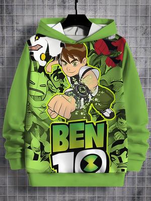 Детская повседневная толстовка Ben 10 с 3D-принтом, подходящая для всех сезонов, стильная, унисекс, для мальчиков и девочек. Худи.