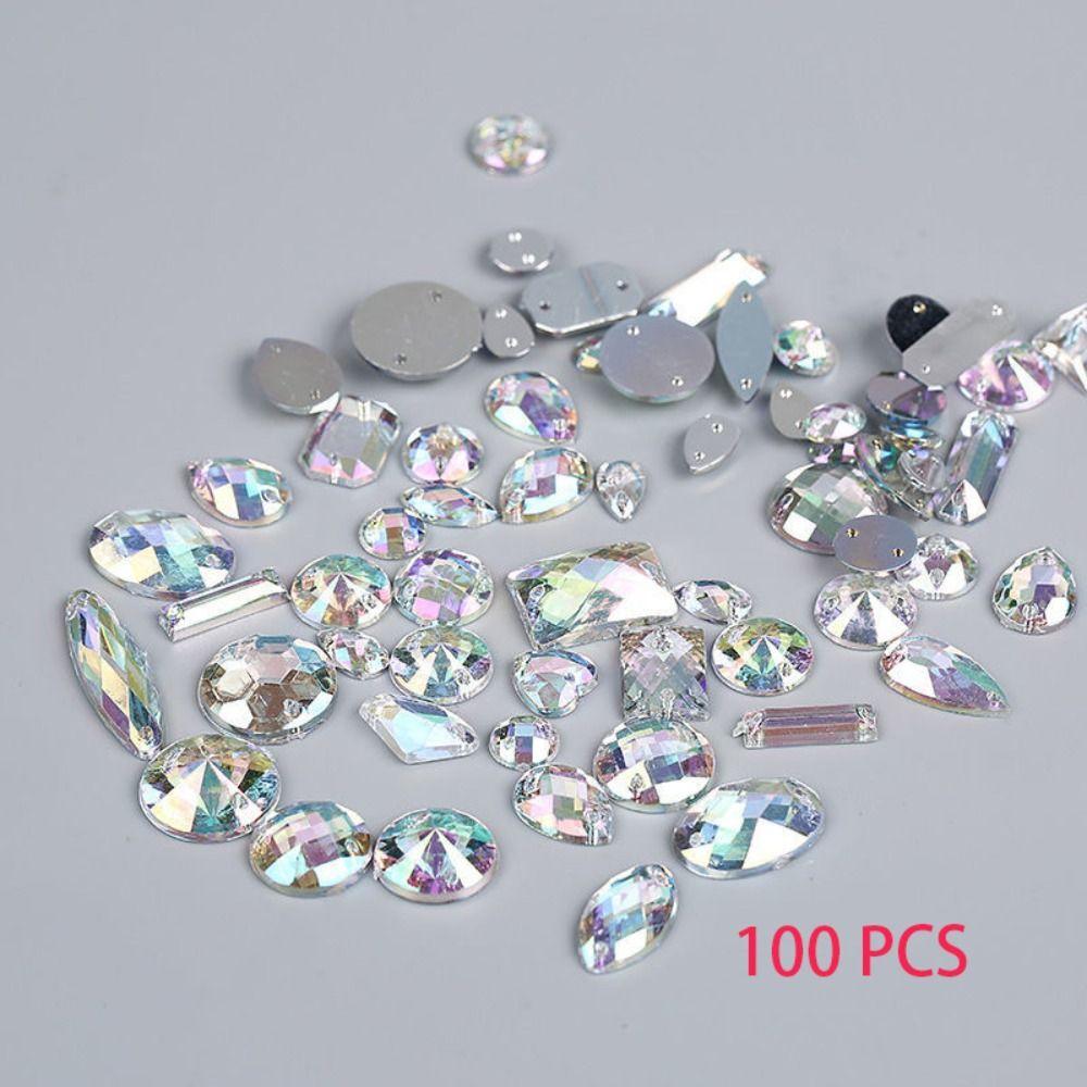 Mixed Shapes Sewing Crystal 2 Holes Rhinestones 700 Pieces Sew On  Decorations
