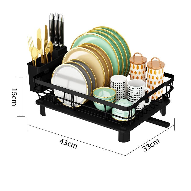Компактная полка для посуды, многофункциональная расширяемая сушилка для посуды, нержавеющая сушилка для кухонной посуды со съемным держателем столовых приборов