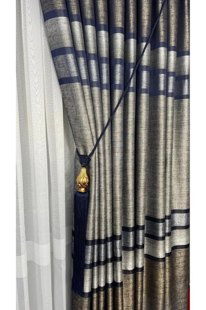 EPeddler Home Одностворчатая занавеска в золотисто-серебряную полоску, плотно плиссированная, жаккардовая, с ярким рисунком