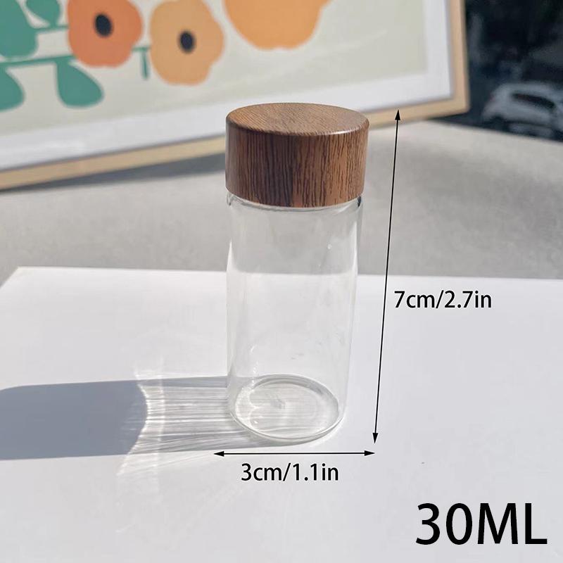 Coffee Bean Glass Tube With Wood Tool Bottled Tubes Grain Storage Wooden Sealed Airtight Canisters