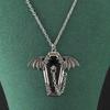 Ожерелье с подвеской в виде гроба-летучей мыши, готическое регулируемое ожерелье-цепочка, винтажная бижутерия из сплава для женщин и мужчин