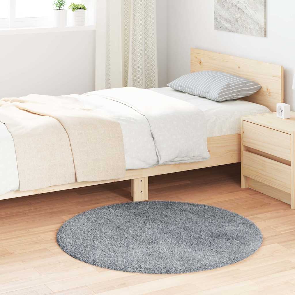 Shaggy High Pile Rug NAVARRA Light Grey 100 x 100 cm Polyester