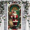 Vivid Santa Claus Send Gift Christmas Door Cover 35.43*72.83inch Banner Front Door Decoration 2025 Christmas Home Party Supplies