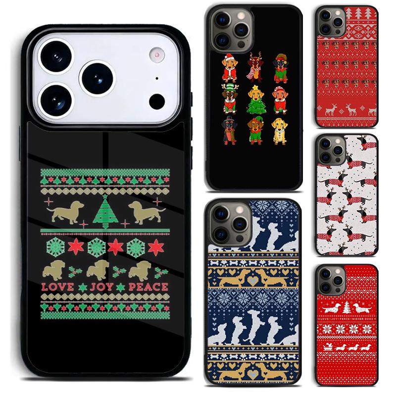 Dachshunds Christmas Sweater Phone Case For iPhone 17 16 15 14 13 12 11 Pro Max Plus 17Air Soft Silicone Cover
