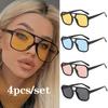 Новые 4 шт./набор Квадратные солнцезащитные очки с двойной перекладиной Женские Мужские Винтажные Роскошные Прямоугольные Солнцезащитные очки Оттенки Женские солнцезащитные очки Очки