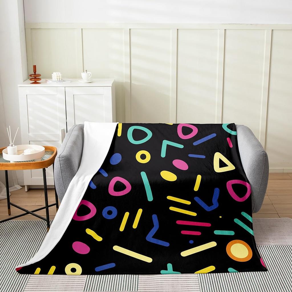 Geometry Fleece Throw Blanket Ultra Soft Cozy Modern Geometric Flannel Blanket for Sofa Couch Bed Chair Camping Travel Or Dorm
