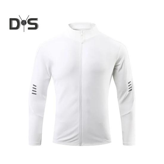 Мужское спортивное пальто с воротником-стойкой, эластичное впитывающее пот, мягкое, дышащее, быстросохнущее, однотонное, на молнии, с длинным рукавом, солнцезащитное пальто для бега в тренажерном зале