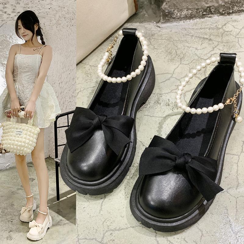 Fashion Women Thick Platform Mary Janes Lolita Shoes Party Pumps Summer New Sandals Bow Chain Mujer Shoes Fashion Oxford Zapatos2025