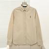 College Style Cotton Long Sleeve Shirt With Embroidery For Spring Casual Women