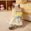 Pet Dress Cats - Creamy Yellow Heart Bubble Skirt With Leash Loop Lightweight Ice Silk UV Protection Outfit
