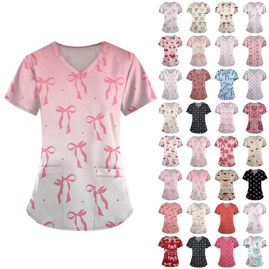 Женский модный комбинезон с короткими рукавами и принтом в виде банта и карманами