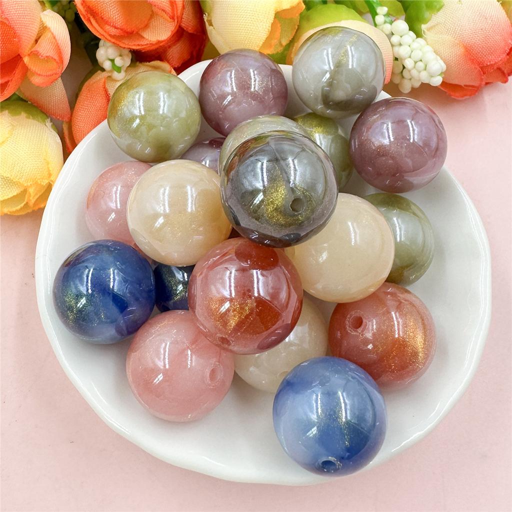 Высококачественные круглые 20 шт. материалы из бисера для изготовления браслетов и сережек акриловые ювелирные изделия глазурованный золотой порошок DIY ювелирные аксессуары свободные бусины 16 мм