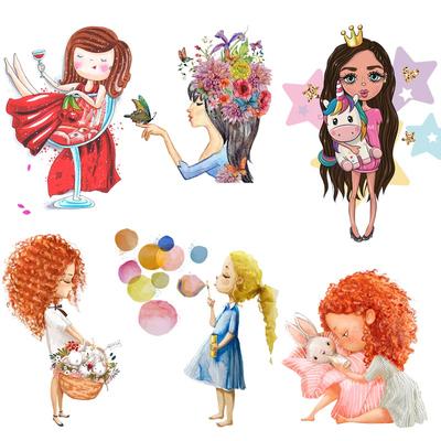 Kawaii Cartoon Patch Girl Термонаклейки для одежды Термоперенос Термонаклейки на одежду Термоперенос для одежды