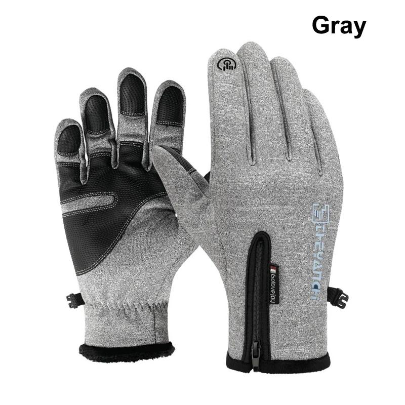 1 Pairs Winter Gloves Men Touchscreen Non-Slip Unisex Waterproof Windproof Warm Cycling Cold Gloves Fashion Zipper Sports Gloves