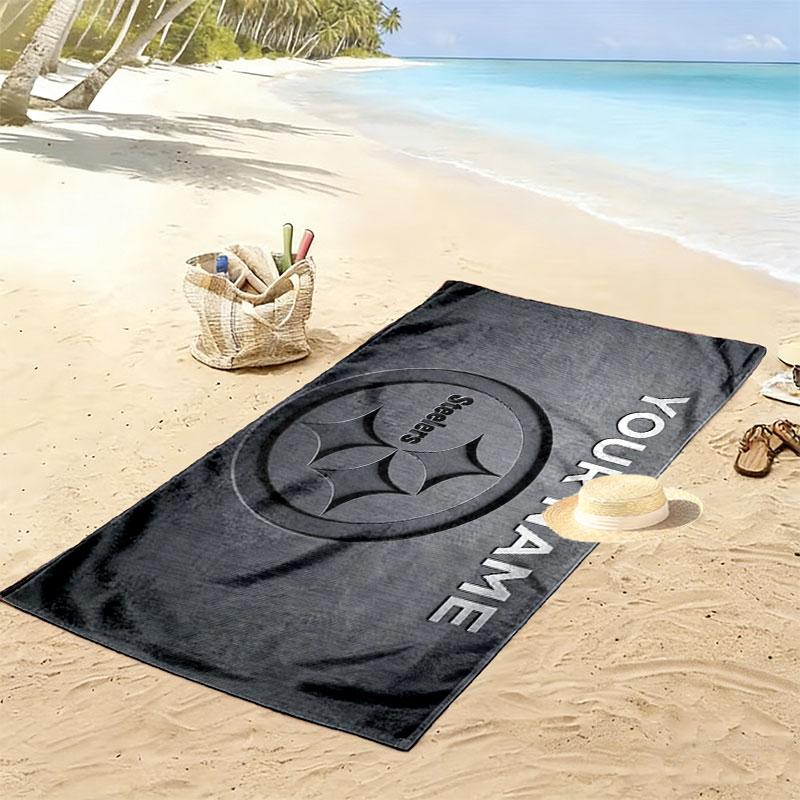 Custom Name,Pittsburgh Steelers Print Beach Towel, Large Soft Quick Dry Towel for Beach Camping Swimming