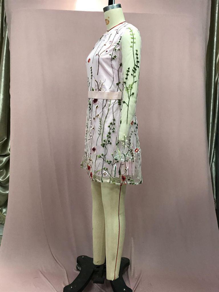 New Bohemian Lace Mesh Floral Embroidered Women's Dress