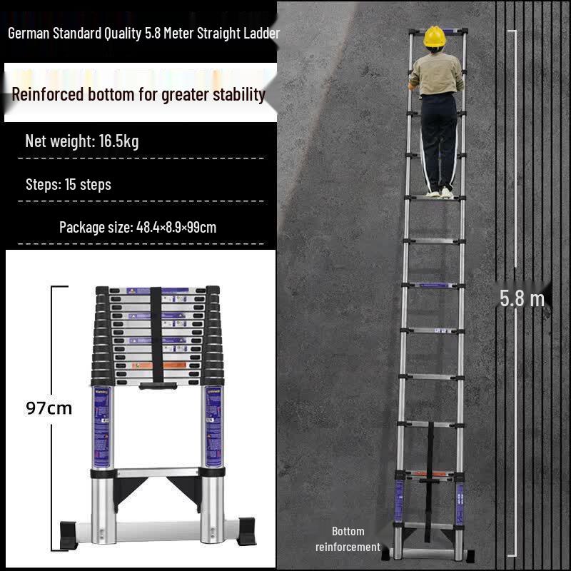 JINGGENG Stainless Steel Telescopic Ladder with Hook