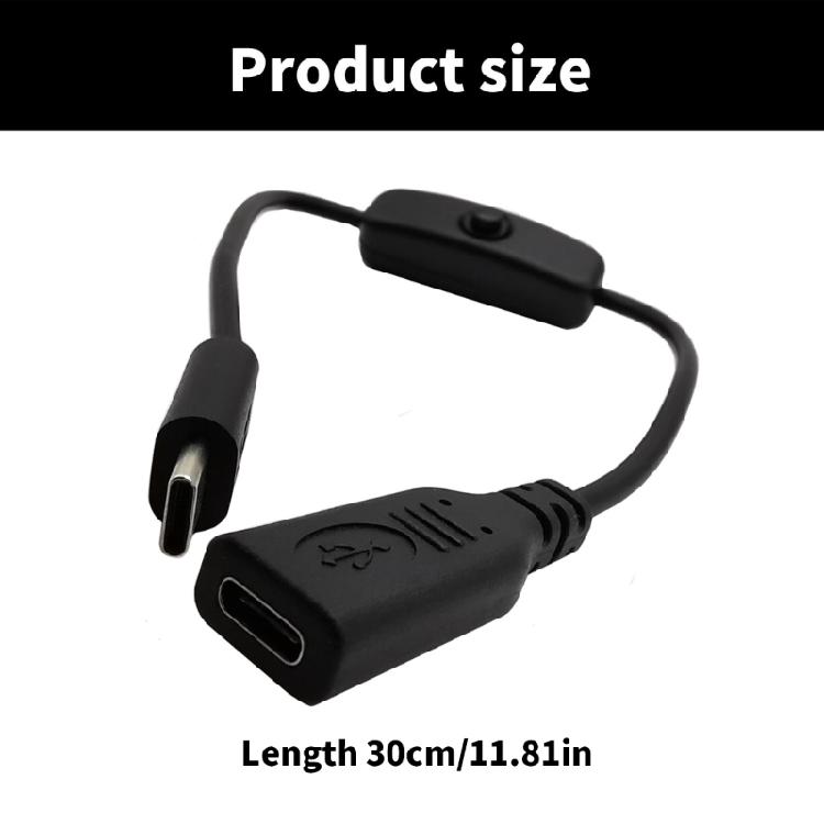 30-сантиметровый удлинительный кабель Type C с удобными переключателями, USB C кабель для зарядки, улучшения для безопасного и гибкого подключения устройств