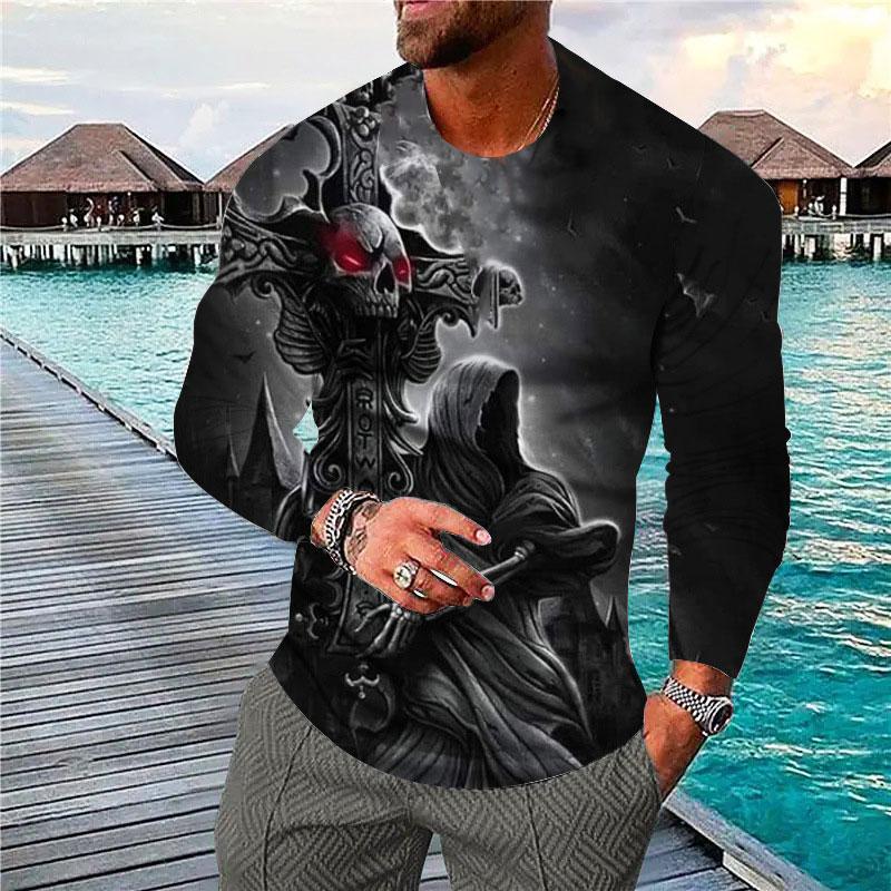 Мужская футболка с длинным рукавом | Рубашки с длинным рукавом для мужчин | 3d с длинным рукавом для мужчин | Мужская рубашка с черепом - Футболки
