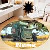Custom Name Trash Truck Printed Round Rug Carpet Chair Rug Area Rug Entryway Doormats,for Office Chair Living Room Bedroom Kitchen Room.