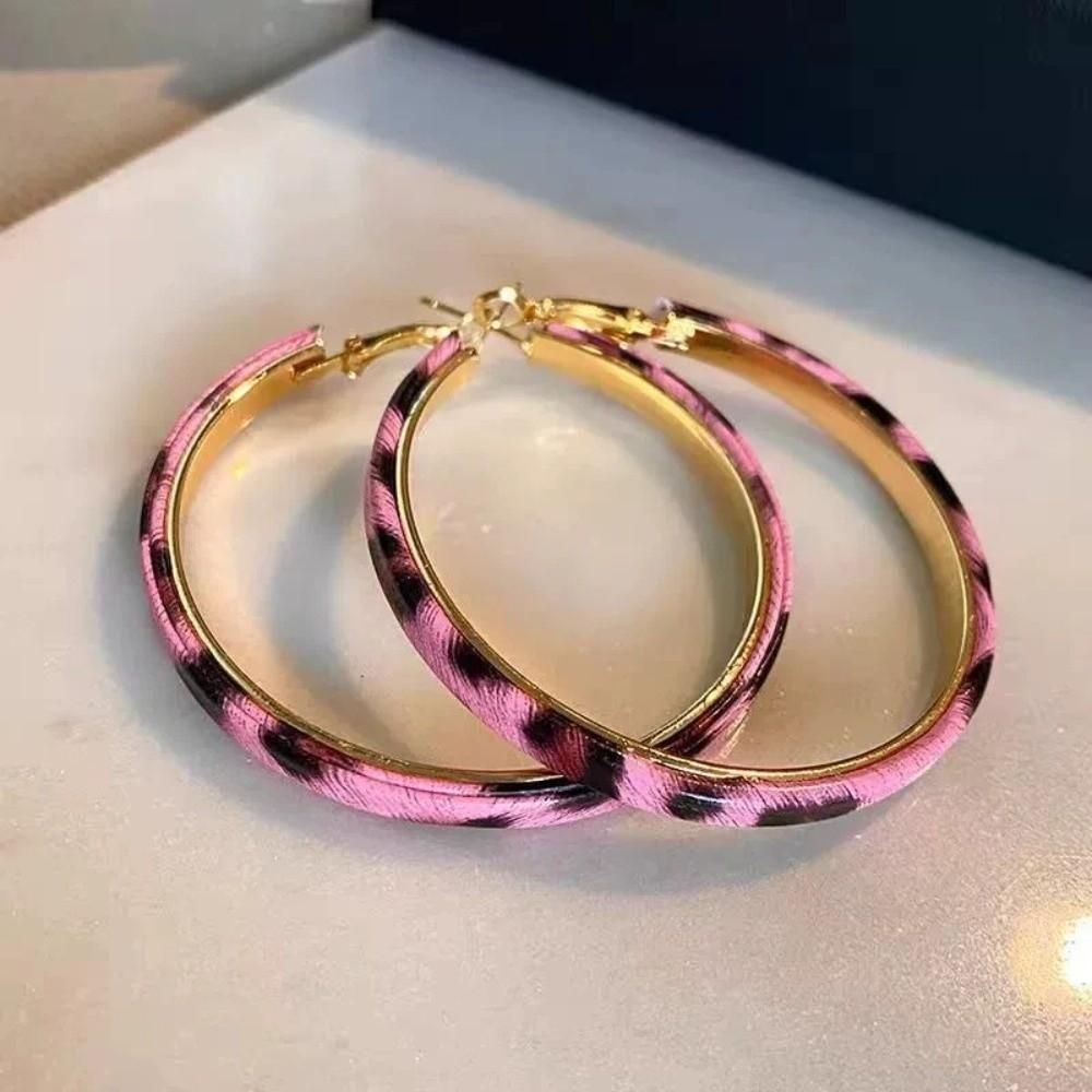 50mm Hoop Earrings Leopard Print Round Hoop Earrings Personality Fashion Hoop Earrings For Women