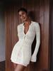 Sexy V-Neck Textured Knit Two-Piece Set Button Down Flare Sleeve Slim Cardigan Women Summer