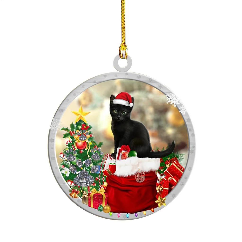 Рождественский ornament Черный кот 2D Акриловый Праздничное животное Декор 5 штук Черный кот Шарм Ornaments Для дома Праздничный Внутренний Настенный