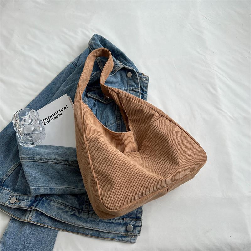 Stylish Commuter Bag Autumn Winter 2022 New Korean Corduroy Tote Bag For Women