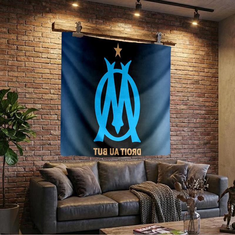 1PC Golden Marseille Emblem Tapestry, Unique Design Tapestry, Wall Decor for Bedroom,Livingroom, Playroom,Heartwarming Fan Holiday Gifts