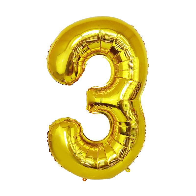 32-дюймовые золотые и серебряные цифровые фольгированные шары для украшения вечеринки - Американский стиль