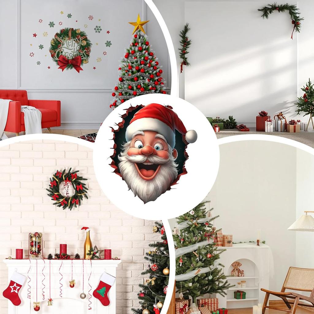 Creative Christmas Wall Breaking Claus Gift Box For Bedroom, Living Room, And Entryway Home Decoration Wall Stickers