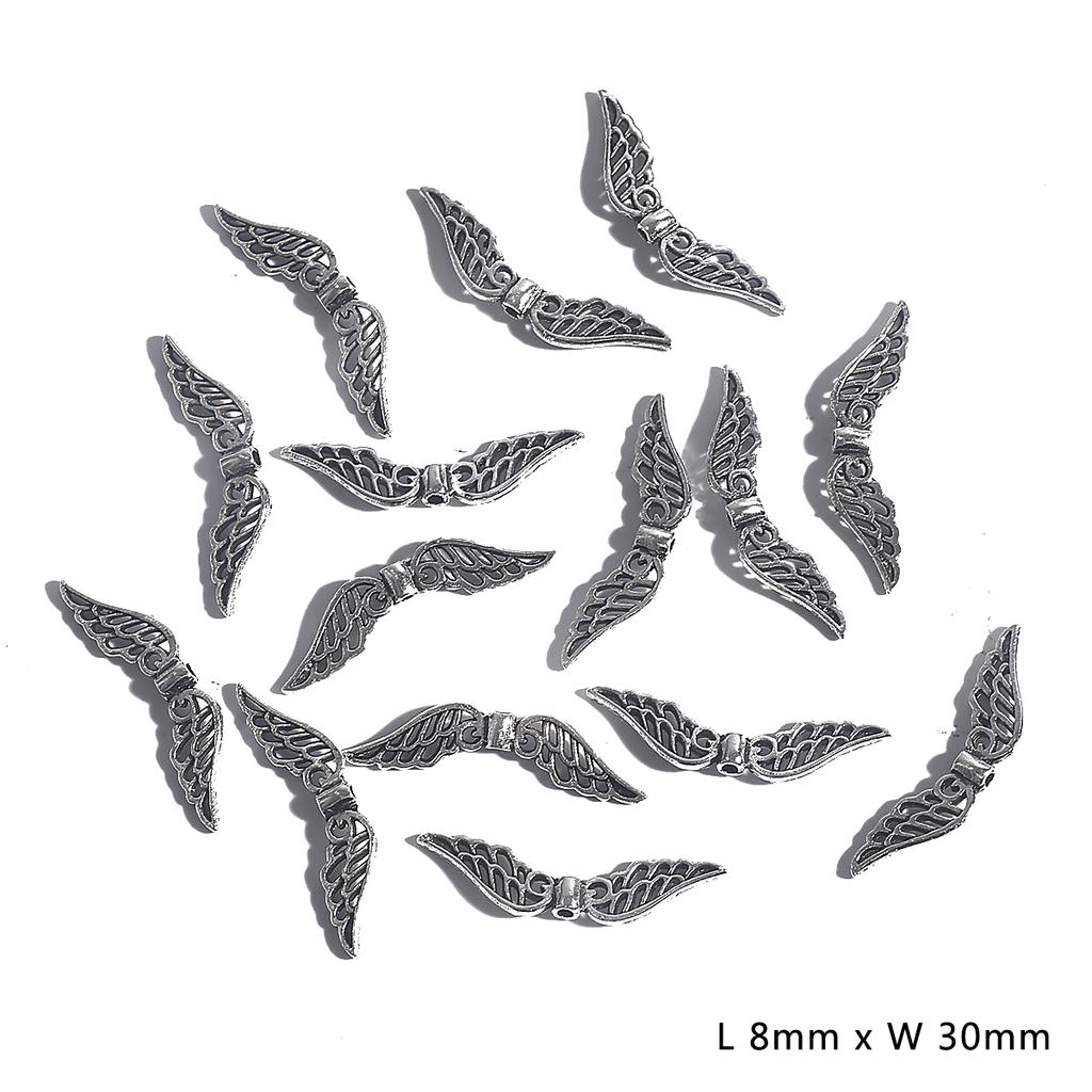 20Pcs Charms Angle Wings Multi Size Antique Silver Color Plated Pendants Making DIY Handmade Jewelry Necklace