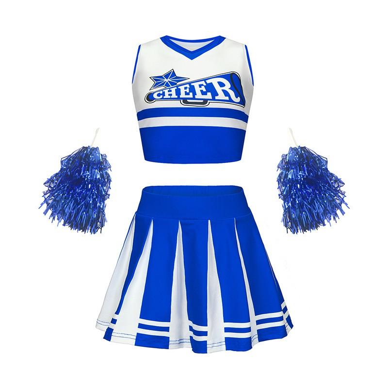 Kids Cheerleading Costume Set 3D Print A-Line Skirt Girls Sports Events
