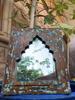 Rustic Blue Wooden Mirror Frame: Vintage Indian Wall Decor