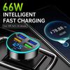 Car Charger 66W 5 Ports  Lighter Fast Charging PD QC3.0 USB Type C Car Phone Charger Adapter
